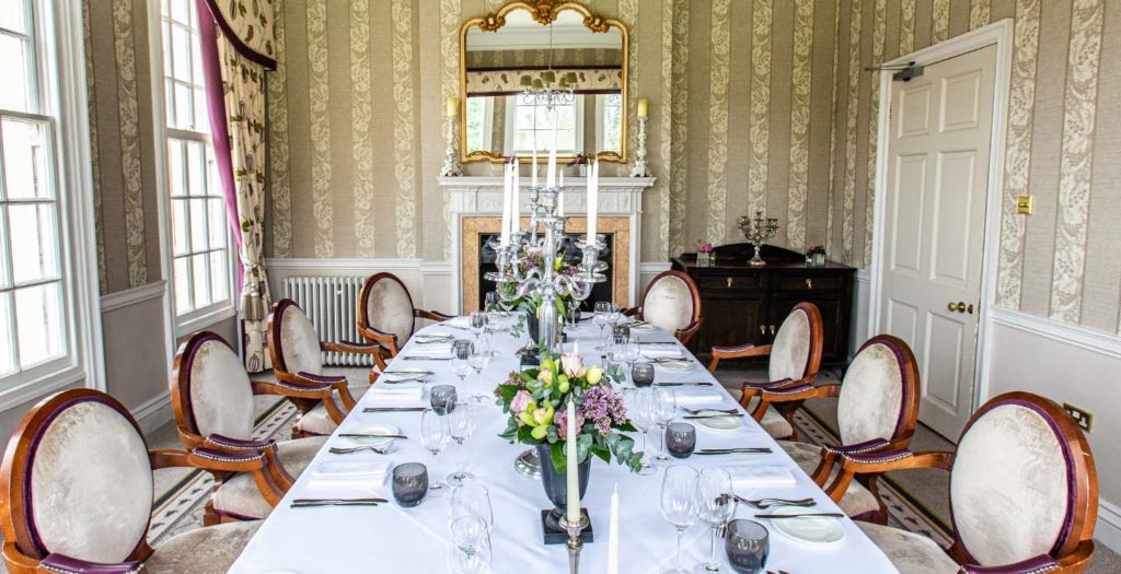 Formal private dining room at Brockencote Hall