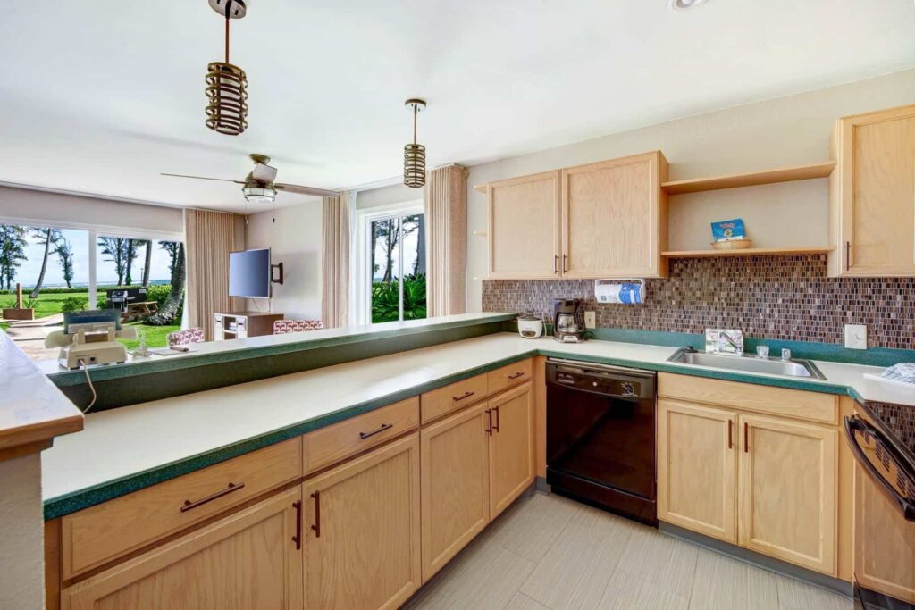 Full kitchen with dishwasher at Pono Kai Resort