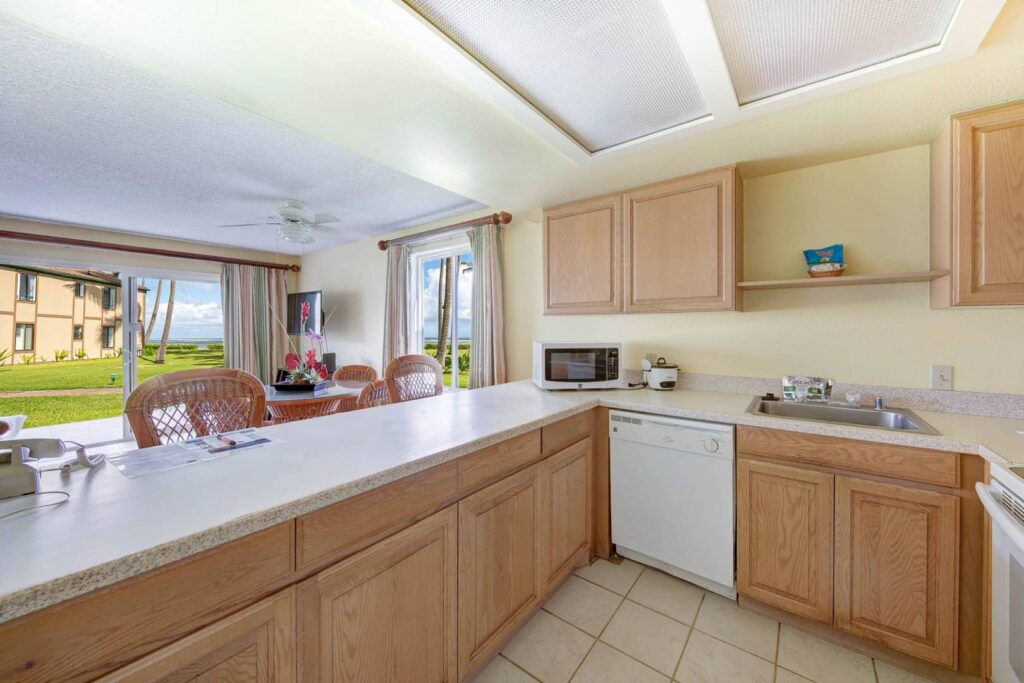 Full kitchen in a Pono Kai Resort 2 Bedroom Unit
