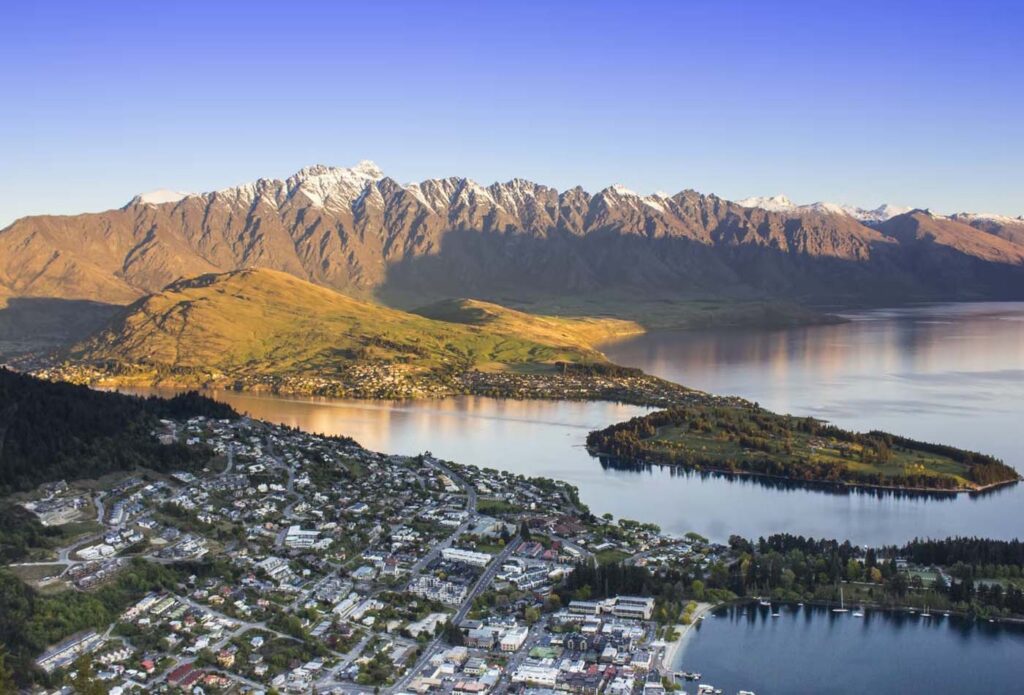 Aerial view of Queenstown, New Zealand