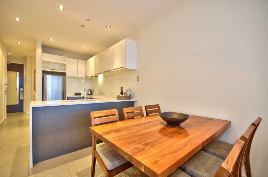 Superior Apartment dining room table and kitchen