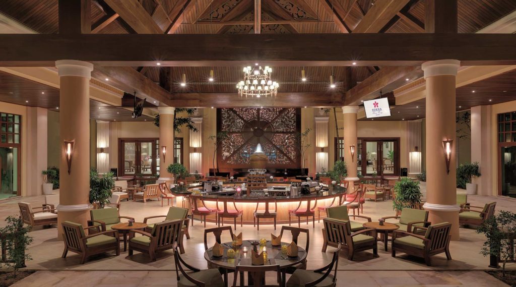 Tables and chairs of the Champa Cafe at Sokha Siem Reap Resort