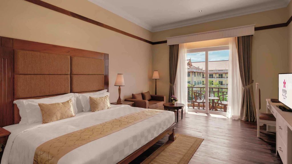 Deluxe king bed room with pool view at the Sokha Siem Reap Resort