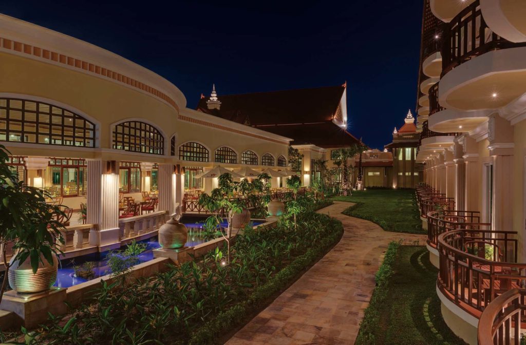 Courtyard with a pond and greenery at the Sokha Siem Reap Resort