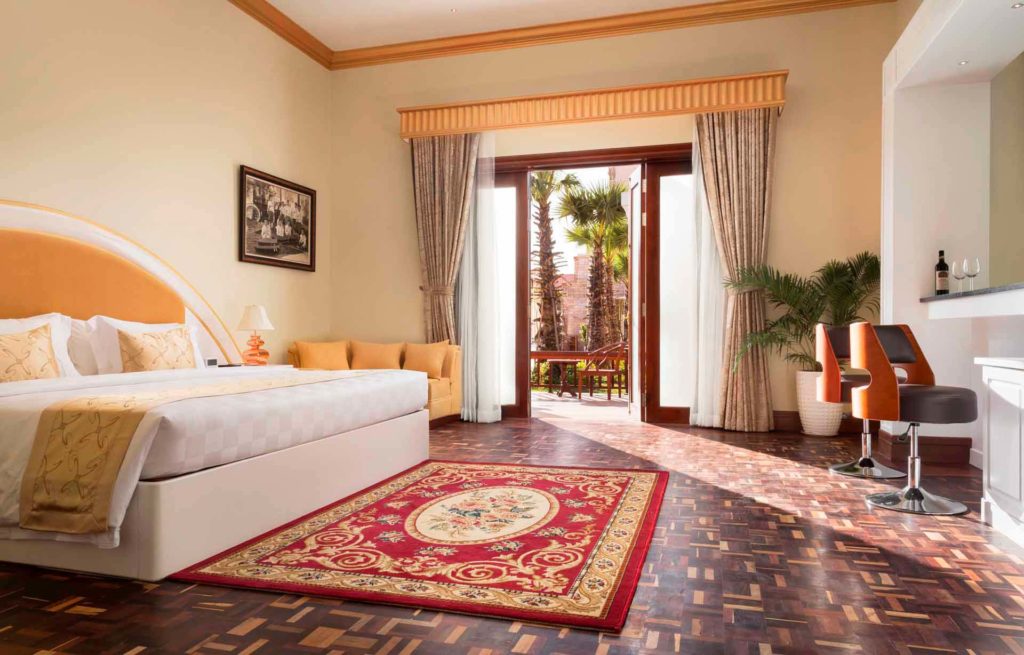 Bedroom with king bed of the Royal Sokha Villa at the Sokha Siem Reap Resort