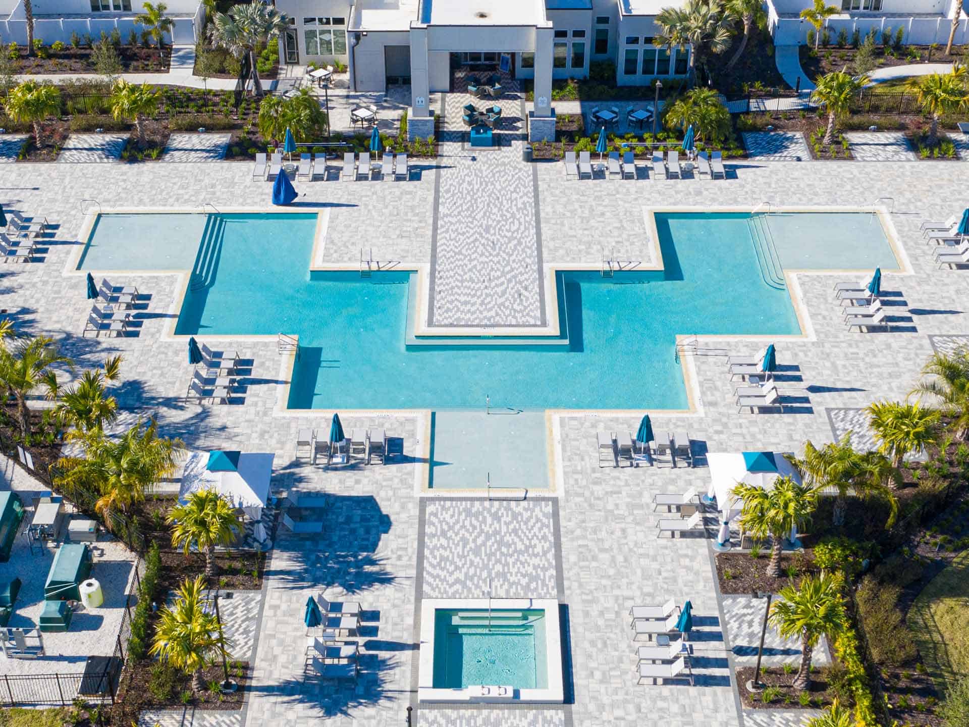 Aerial view of Spectrum Resort Orlando’s Clubhouse pool.