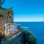 Breathtaking view from the balcony of Villa Lilly overlooking Positano to Capri.